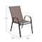 Flash Furniture Brazos 5 Piece Patio Set w/Tempered Glass Patio Table w/4 Chairs w/Brown Material Seats and Backs FV-120B-303CB-GG - alternate 4